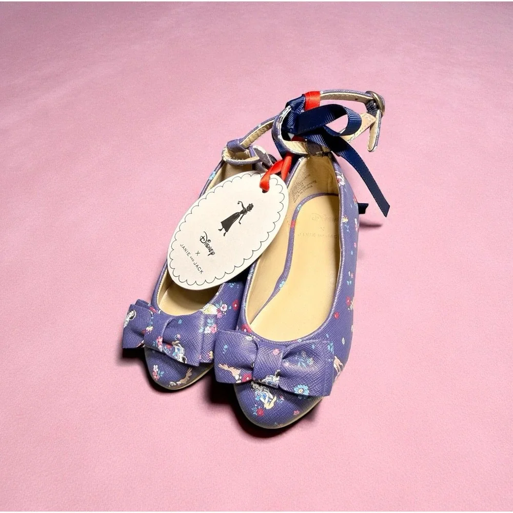 NWT Disney Snow White Janie & Jack bow flats‎ girls 6